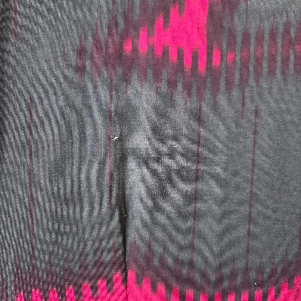 BCBGMAXAZRIA Women's Size S Pink Gray Ikat Print Draped Twist Front Midi‎ Dress